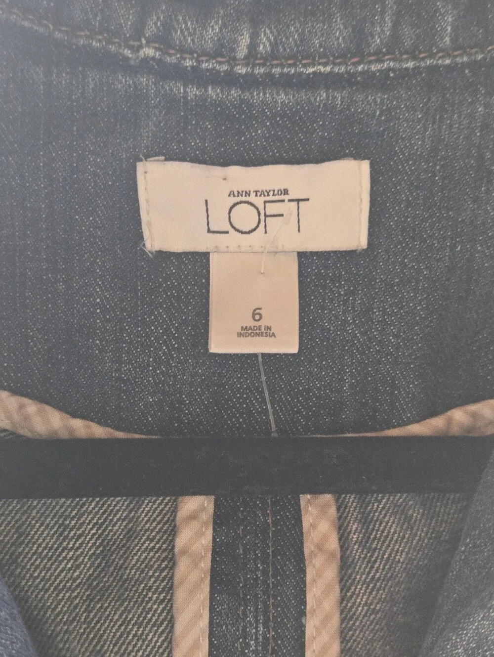 LOFT Dark Wash Blue Denim Blazer Jacket